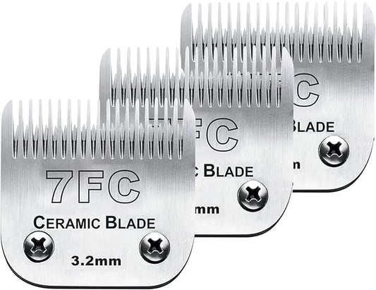 3PCS 7FC Blades for Dog Grooming Blades Compatible with Andis,Oster A5,Wahl km10 Dog Clippers,Size-7FC, 1/8-Inch (3.2mm) Cut Length (3pcs #7FC (3.2mm))-PawvioPets