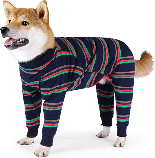 Dog Recovery Suit, Abdominal Wound After Surgery Wear, Prevent Licking Wounds, E-Collar & Cone Alternatives, Long Sleeve Postoperative Shirts Dog Pajamas Prevent Shedding(XL, Blue)-PawvioPets