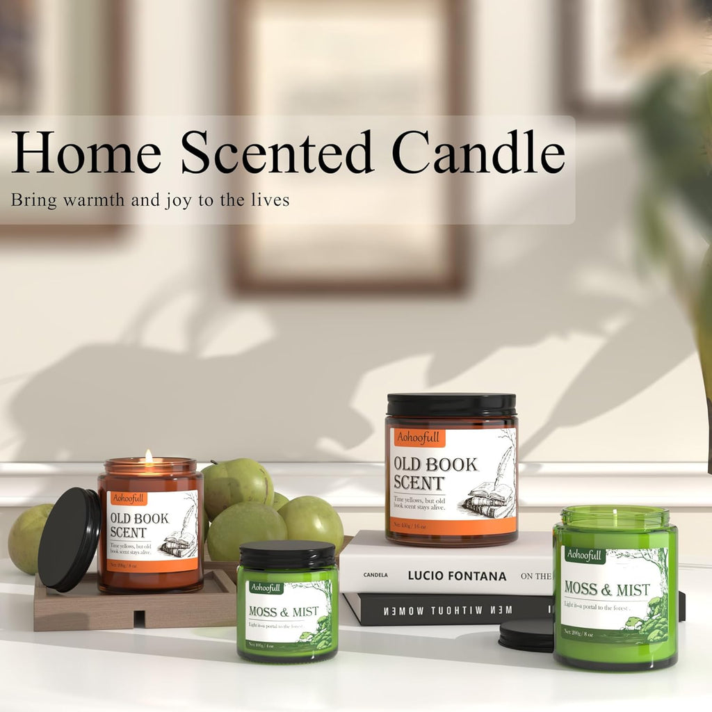 Moss & Mist Soy Candles for Home Scented,4oz 20 Hour Burn Aromatherapy Candle Gift for Stress Relief, Meditation, Yoga, Relaxing SPA, Reusable Jar for Men and Women