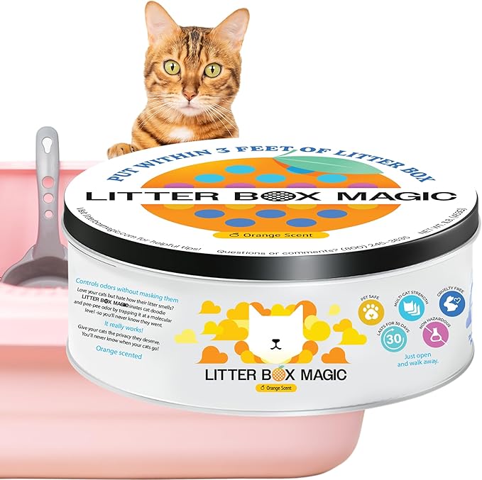 Cat Litter Deodorizer Jar (Orange Scent, 16 Oz, Pack of 1) - Cat Litter Odor Control Gel In A Jar - Cat Litter Box Pet Air Freshener - Litter Odor Eliminator to Freshen Air-PawvioPets