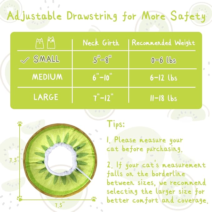 ANWA Adjustable Cat Cone Collar Soft, Cute Cat Donut Collar After Surgery, Kitten Recovery Cones to Stop Licking-PawvioPets