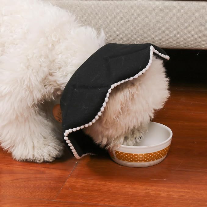 Adjustable Small Dog Cone,Soft Cat Recovery Cone Collar,Cute Cat Surgery Collar for Kitten,Puppy,Black,Medium-PawvioPets