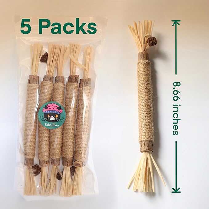 8.66 inches Silvervine Sticks Cat Toys, Natural Catnip Kittens Chew Toy for Teeth Cleaning,Big Catmint Blend Stick, Dental Kitty Chews for Indoor(5 Pack)-PawvioPets