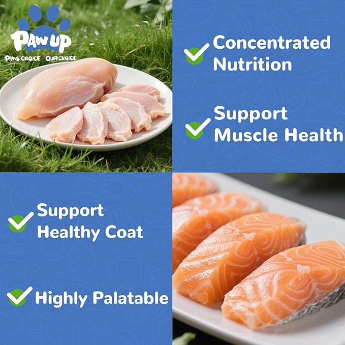 Freeze Dried Raw Dog Food, Chicken & Salmon Recipe Dog Food Topper, High Protein, Rawhide Free, Gluten&Grain Free for Dogs, Cats, 5.3oz-PawvioPets