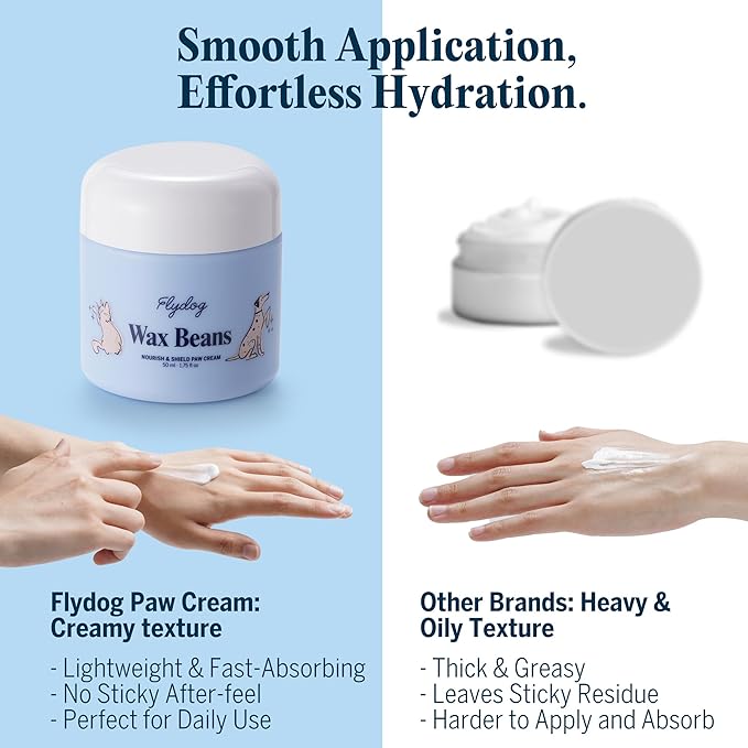 Flydog Wax Beans Fragrance-Free Pet Paw & Nose Balm Cream – Moisturizing, Soothing & Repairing Dry, Cracked Pads for Dogs, Cats & Small Animals, Avocado Oil Multi-Purpose Paw & Nose Protector, 50ml-PawvioPets