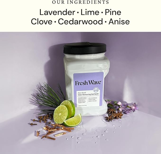 Fresh Wave Lavender Odor Removing Gel Refill, 63 oz. - Safer Odor Absorbers for Home, Natural Plant-Based Odor Eliminator, Every 15 oz. lasts 30-60 Days, For Cooking, Trash & Pets-PawvioPets