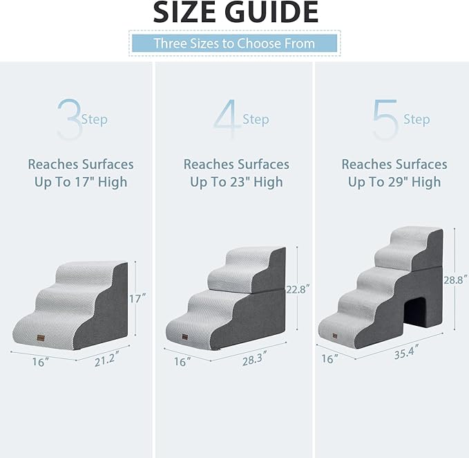 Dog Stairs for High Beds with Tunnel, 5-Step Dog Steps for Small Dogs and Cats, Foldable Pet Stairs for High Bed Climbing, Non-Slip Balanced Pet Step Indoor, Light Grey-PawvioPets