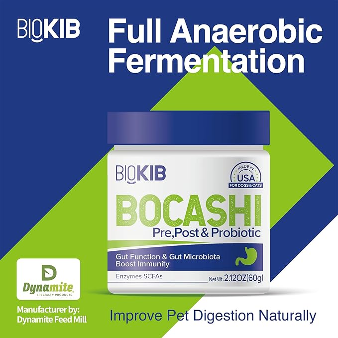 BOCASHI Probiotics for Dogs & Cats, Pet Fermented Nutritional Powder - for Digestive Health, Gut Support, Diarrhea & Constipation, Immune Booster - Natural, Made in USA - 60 Scoops-PawvioPets