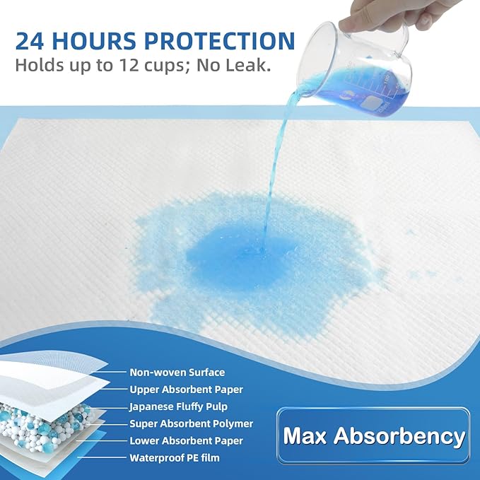 Bed Pads NO Adhesive Strip 30"x36" Thicken Elderly Adults Incontinence Underpads Disposable,Heavy Duty Absorbent Chucks Waterproof,XL Extra Large Puppy Pee Training Pad[25 Pads]-PawvioPets