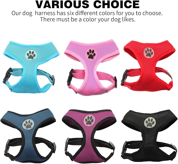 BINGPET No Pull Dog Harness - All Weather Mesh Step-in Vest for Small Dogs, Breathable Mesh Puppy & Cat Harness, Red, X-Small-PawvioPets