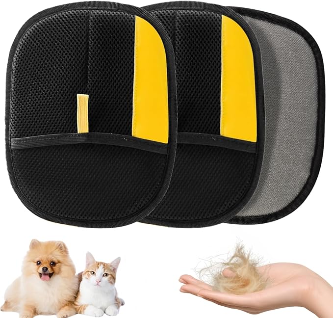 3 PCS Pet Hair Remover Electrostatic Gloves, Electrostatic Gloves Pet Hair, Reusable Pet Hair Removal Glove for Cats & Dogs, Premium Cat & Dog Hair Remover Mitt for Couch Furniture Carpet Car Seat-PawvioPets