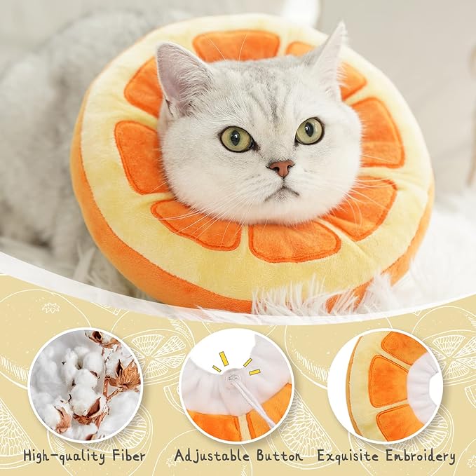 ANWA Adjustable Cat Cone Collar Soft, Cute Cat Donut Collar After Surgery, Kitten Recovery Cones to Stop Licking-PawvioPets