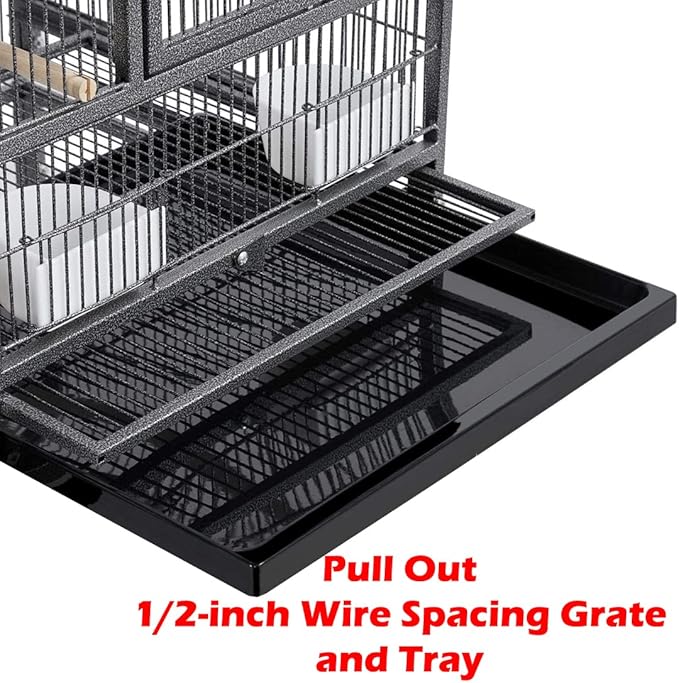 Combo Breeding Stacker Center Divided Breeder Bird Flight Double Rolling Cage with Side Breeding Nest Door (Black Vein, Triple Stack)-PawvioPets