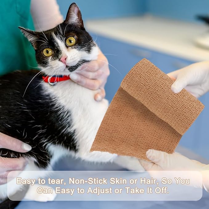 24 Pack Self Adhesive Bandage Wrap, 4” x 5 Yards Cohesive Medical Tape Elastic Wrap for Sports, Ankle, Wrist Sprains, Pet First Aid-PawvioPets