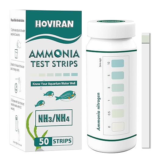 Ammonia Test Strips for Fish Tank, Ammonia Aquarium Test Strips for Saltwater & Freshwater Aquariums & Ponds, 50 Count Aquarium Water Test Kit-PawvioPets