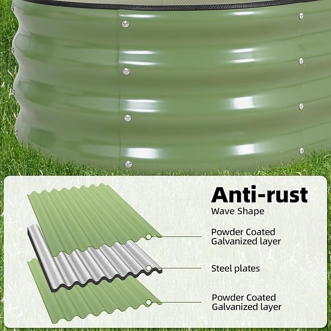 G GOOD GAIN Galvanized Metal Raised Garden Bed Kit - 4x2x1FT Outdoor Planter Box with Safety Edging and Gloves for Vegetables, Fruits, Flowers(Oliver Green, 2PC)-PawvioPets