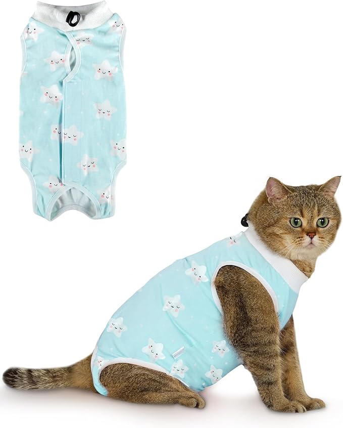 ANWA Cat Recovery Suit - Breathable Cat Onesie for Cats After Surgery Female, Kitten Surgery Recovery Suit Female Abdominal Wounds-PawvioPets