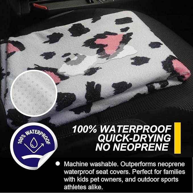 Back Seat Cover for Car Trucks Van SUV,Waterproof Rear Bench Towel Seat Covers for Dogs and Kids,Automotive Backseat Protector (Leopard Print)-PawvioPets