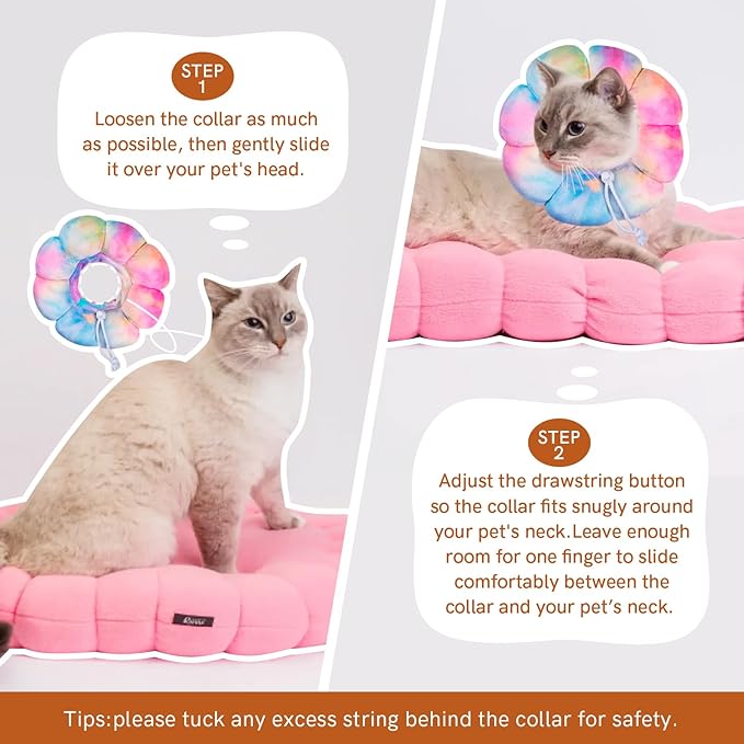 Cat Cone Collar Soft, Adjustable Cat Recovery Collar, Soft Cone for Cats Protective Cat Neck Cone After Surgery-PawvioPets