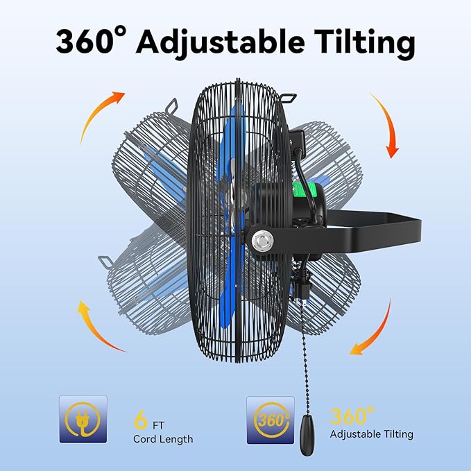 12 Inch Wall Fan Pro Series - Indoor High Velocity Wall Mount Fan for Commercial, Residential, Warehouse, Covered Patio, Shop, Garage, Barn, Gazebo 3 Speed 2800 CFM UL Safety Listed-PawvioPets