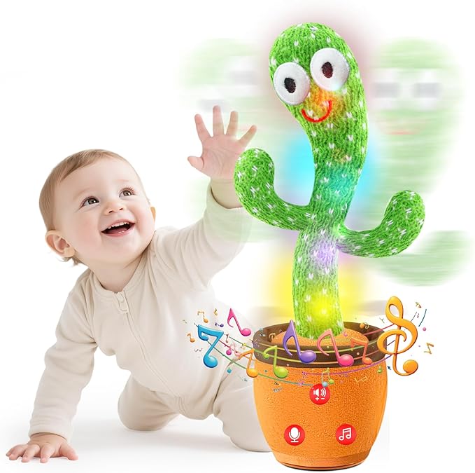 Dancing Talking Cactus Toy for Baby Toddler, Boys Girls Gifts Singing Mimicking Recording Repeating What You Say Baby Toys with 120 English Songs (Adjustable Volume)-PawvioPets