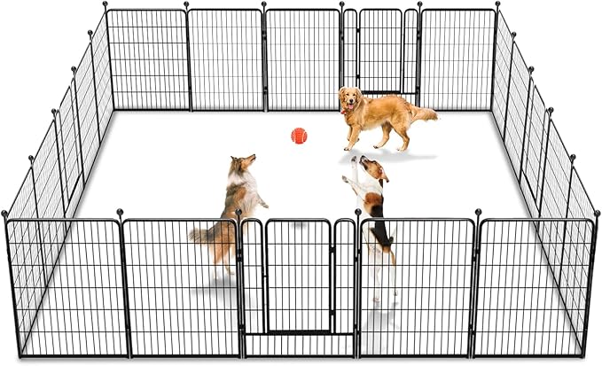 Dog Playpen 40 inch 20 Panels Indoor Outdoor Dog Pen for Large/Medium/Small Dogs Heavy Duty Metal Dog Fence Outdoor for Yard, Puppy Playpen with Door Portable Pet Fence for RV Camping Yard-PawvioPets