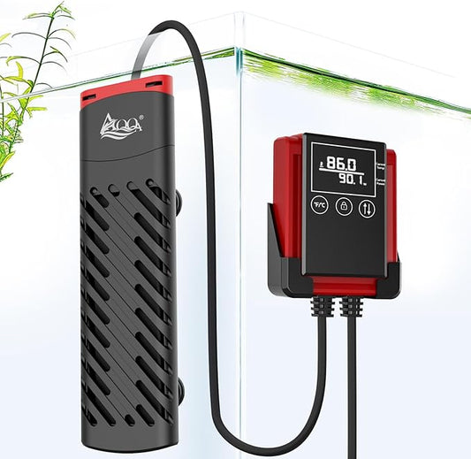 AQQA Aquarium Heater 100W for 8-20 Gal Fish Tank Heater PTC Betta Fish Heater Submersible Turtle Tank Heater with External Digital Controller (100W for 8-20Gal)-PawvioPets