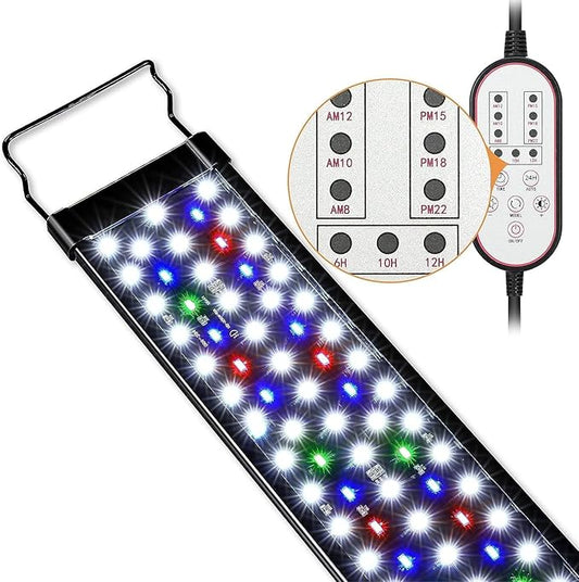 Aquarium Light, 36W 24/7 Lighting Cycle, Sunrise/Daylight/Moonlight Mode and Custom Mode with Expandable Bracket, Adjustable Timer and 7 Color Brightness for 36~42IN-PawvioPets