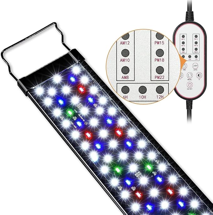 Aquarium Light, 22W 24/7 Lighting Cycle, Sunrise/Daylight/Moonlight Mode and Custom Mode with Expandable Bracket, Adjustable Timer and 7 Color Brightness for 24~30IN Fish Tank-PawvioPets
