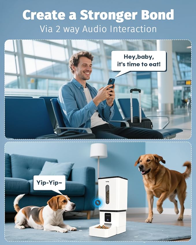 Automatic Dog Feeder Large Breed with Camera - 12L/50 Cups 5G WiFi App Control Dog Food Dispenser, Easy Setup, HD 1080P Video with Night Vision by Yakry-PawvioPets