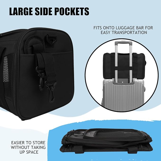Carriers Soft-Sided Pet Carrier for Cats Dogs Under 15 lbs,TSA Airline Approved with 4 Ventilated Windows(Medium,Black)-PawvioPets