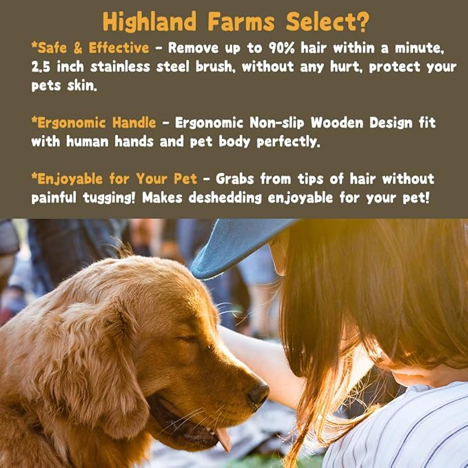 Deshedding Grooming Tool for Dogs, Cats & Horses, Ergonomic Design Wood Groom Brush, Professional Pet Groomer, Painlessly Remove for Short & Long Hair, Fur & Dirt - 2.5 Inches-PawvioPets