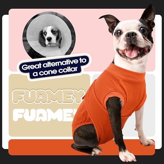 FUAMEY Dog Recovery Suit Male,Dogs Surgery Neuter Suits Puppy Spay Shirts for Female Protect Dog's Skin Anti Licking Abdominal Wounds Doggie Onesie Pet Bodysuit Alternative to Cone Orange XXL-PawvioPets