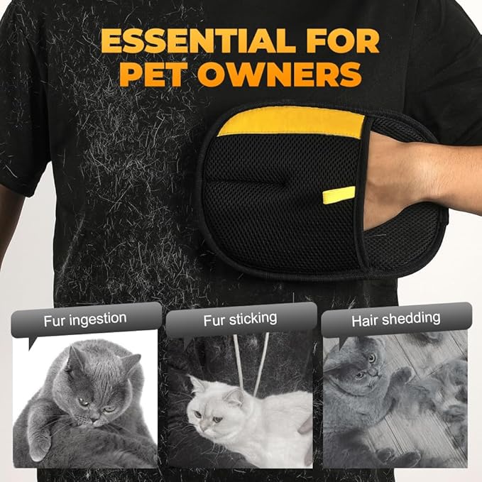 Electrostatic Gloves Pet Hair Removal Glove for Cats & Dogs, 2025 New Pet Hair Remover Glove for Couch, Furniture, Carpet, Curtain, Washable Reusable Animal Fur Removal Tool (3PCS)-PawvioPets