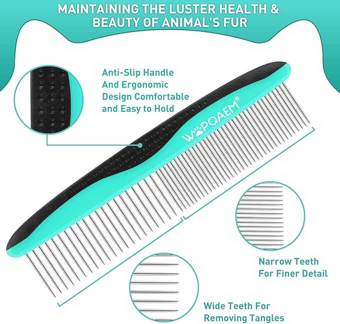 Dog Brush Kit for Grooming Short Long Haired Cats, 3 in 1 Dog Grooming Set for Small Animals, Puppy Self-Cleaning Slicker Brush for Shedding Medium & Large Dogs. Free Pet Comb + Nail Clippers-PawvioPets