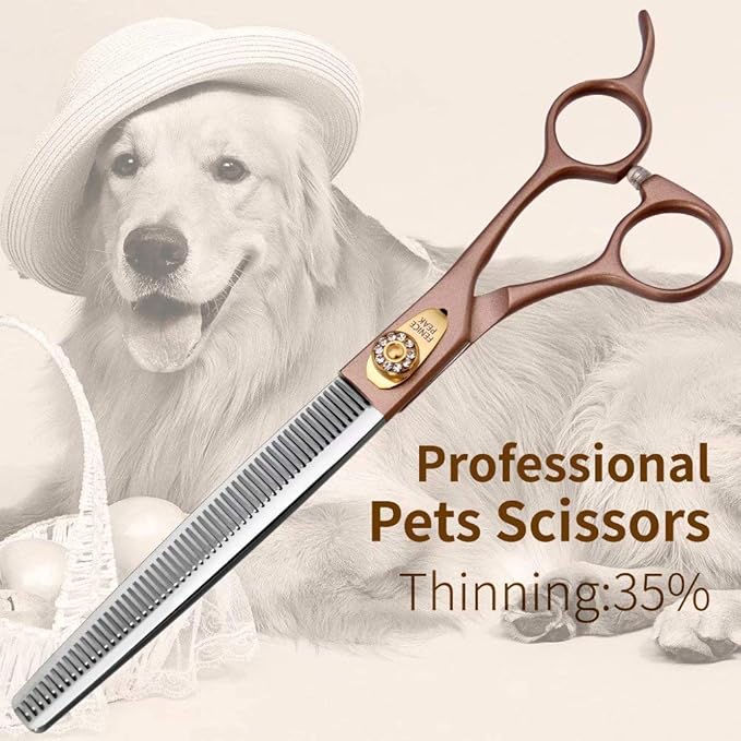 Fenice Peak Professional Thinning Scissors for Dog Cat 7/7.5'' Pet Grooming Scissors 440C Stainless Steel Thinning Shears for Dogs 50/56 Teeth-PawvioPets