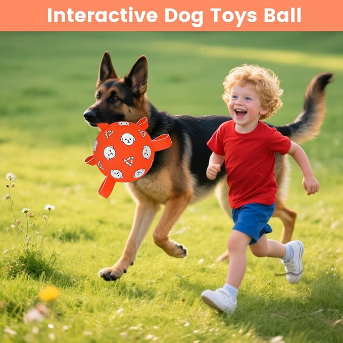 Dog Toys Soccer Ball with Straps, Durable Dog Balls, Interactive Dog Toys for Tug of War, Floating Water Puppy Toys for Indoor/Outdoor – Fun Dog Birthday Gift for Small Medium Dogs, 6 Inch-PawvioPets