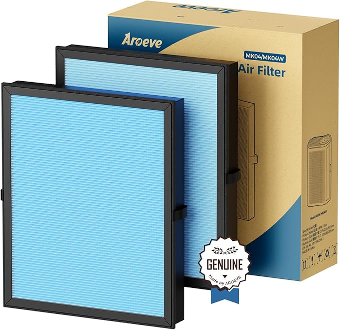 AROEVE MK04 Air Filter Suitable for MK04 for Dust, Pet Dander, Smoke, Pollen for Bedroom and Office- Standard Version(2 Pack)-PawvioPets