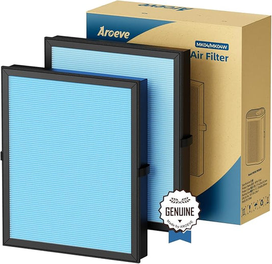 AROEVE MK04 Air Filter Suitable for MK04 for Dust, Pet Dander, Smoke, Pollen for Bedroom and Office- Standard Version(2 Pack)-PawvioPets