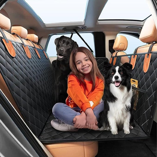 Back Seat Extender for Dogs Hard Bottom, Upgraded 7-Layer PU Leather Dog Car Seat Cover with Support 400lbs, Waterproof Dog Hammock Bed Backseat, Anti-Scratch Pet Seat Extender for Car, SUV, Truck-PawvioPets