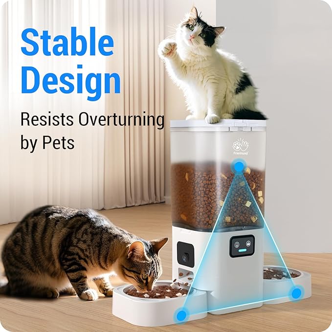 Automatic Cat Feeder with 2 Camera for 2 Cats: 5G WiFi Automatic Dog Feeder with Night Vision & Slow Feed, 7L Auto Cat Food Dispenser for Multiple Pet, Detachable for Easy Cleaning - 29 Cup-PawvioPets