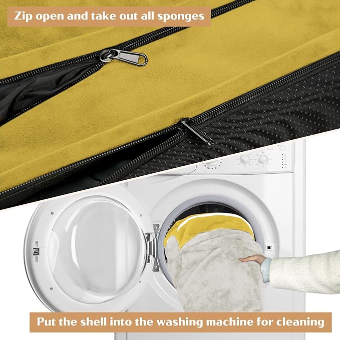 Comfort Expression Large Dog Beds Waterproof Orthopedic Foam Dog Sofa Beds Comfy Pet Bed with Washable Removable Cover & Non-Slip Bottom(Large,Spicy Mustard)-PawvioPets