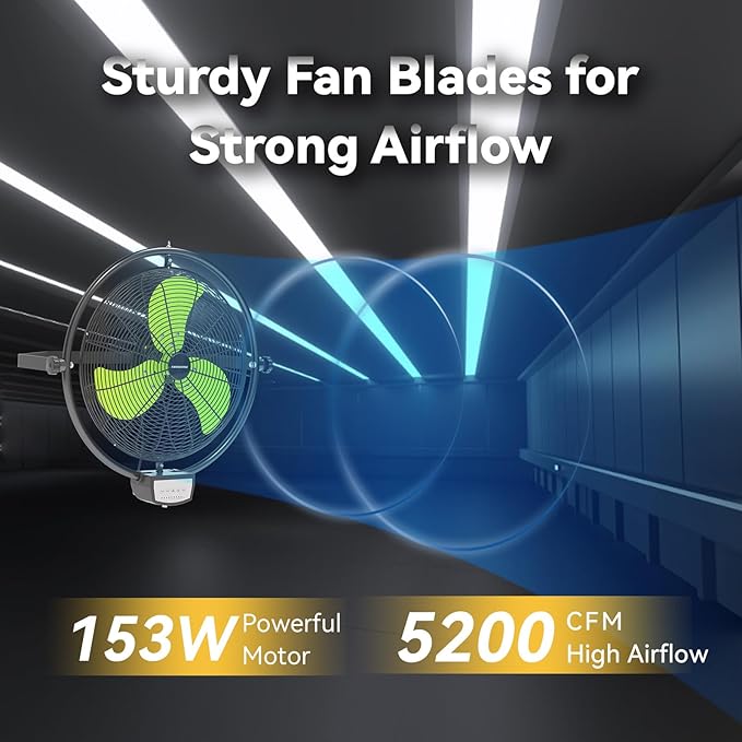 20 Inch Wall Metal Fan Pro Series Remote Control, High Velocity Wall Mount Fans for Commercial, Residential, Warehouse, Covered Patio, Shop, Garage, Barn 3 Speed 5200 CFM UL Safety Listed-PawvioPets