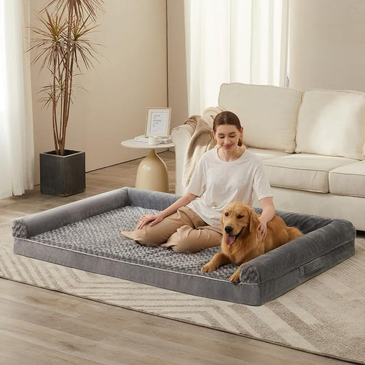 BFPETHOME Dog Beds for Large Dogs, Orthopedic Dog Bed for Medium Large Dogs,Big Waterproof Couch Pet Bed with Removable Washable Cover-PawvioPets