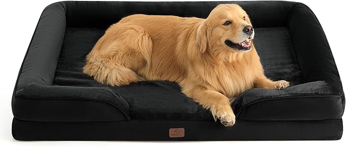 Bedsure XXL Orthopedic Dog Bed for Extra Large Dogs - Washable Giant Dog Cat Bed Waterproof, Comfort Dogs Couch Sofa with Washable Removable Cover, Pet Bed with Nonskid Bottom, Black, 52"-PawvioPets