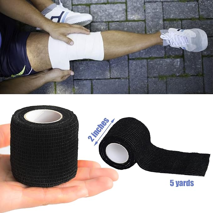 9 Pack 2" x 5 Yards Self Adhesive Bandage Wrap Self Stick Wrap for Ankle, Wrist, Finger, Sports, Breathable Cohesive Vet Tape for Pets (Multi Colors)-PawvioPets