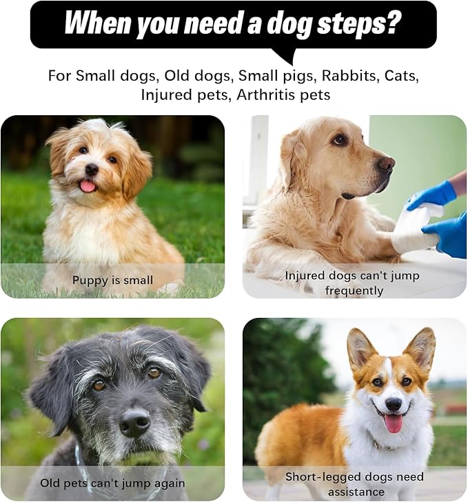 Dog Stairs&Steps for High Beds Up to 28'', 5-Step Dog Ramp for Small Medium Dogs with Washable Cover, Non-Slip Steps for Cats to Get on Couch and Sofa, Durable Foam Ladders, 24.4" Tall, Grey-PawvioPets