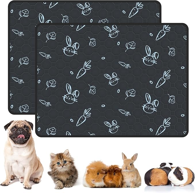 2-Pack Guinea Pig Cage Liner Washable, 36in x 48in Ultra-Absorbent Guinea Pig Bedding for Cage Non-Slip Leak-Proof Pee Pads for Dogs Rabbit Bunny Cat Litter Mat, Navy-PawvioPets