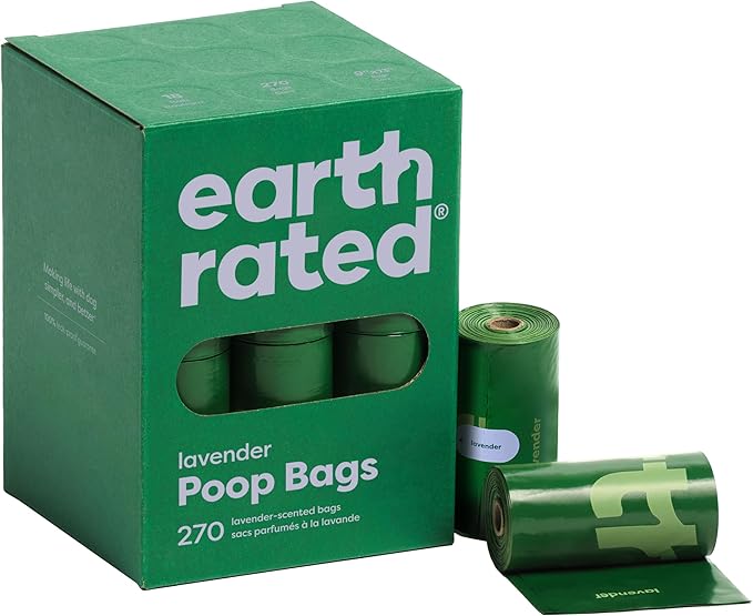 Earth Rated Poop Bags for Dogs, Guaranteed Leak Proof and Extra Thick Waste Bag Refill Rolls, Lavender Scented, 270 Count-PawvioPets