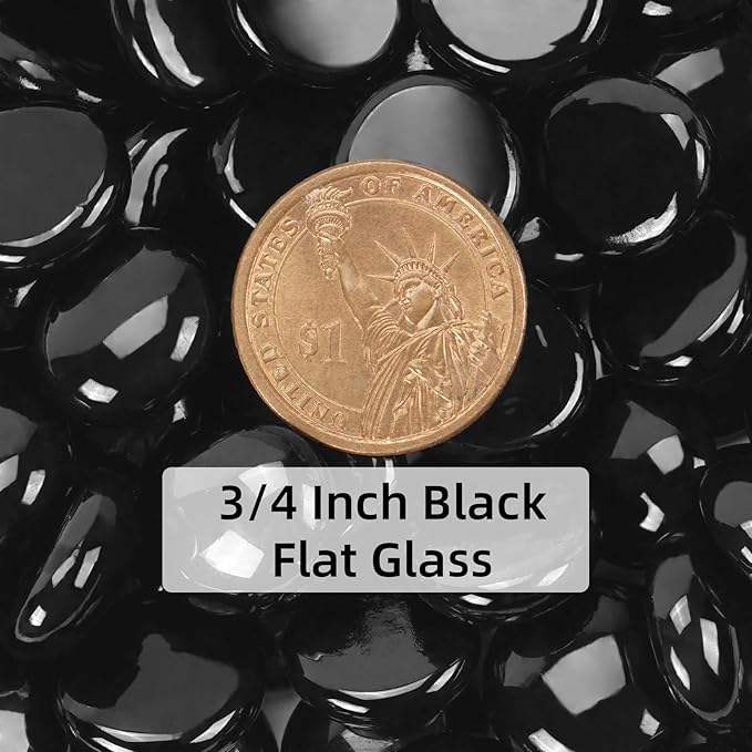 1LB Black Flat Glass Marbles for Vases, Gemstone Beads Vase Filler Decorative Glass Pebbles for Fish Tank, DIY Crafts, Aquarium Decor Rocks-PawvioPets